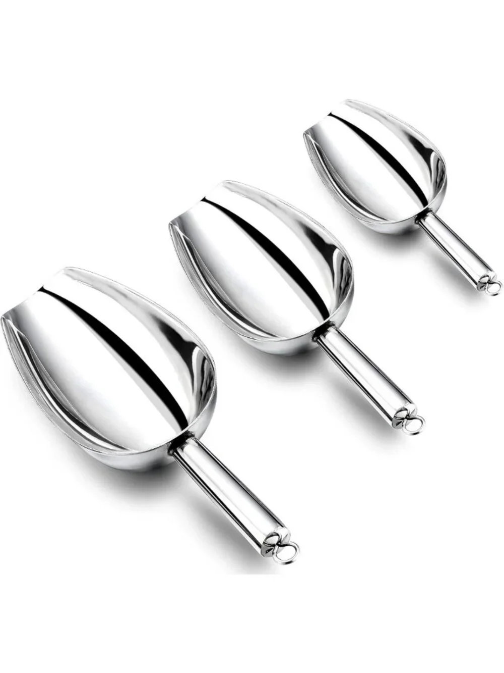 Set of 3 Stainless Steel Scoops (3oz, 5oz, 8oz) - Perfect for Kitchen Canisters